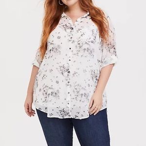 Torrid skull tunic chiffon top